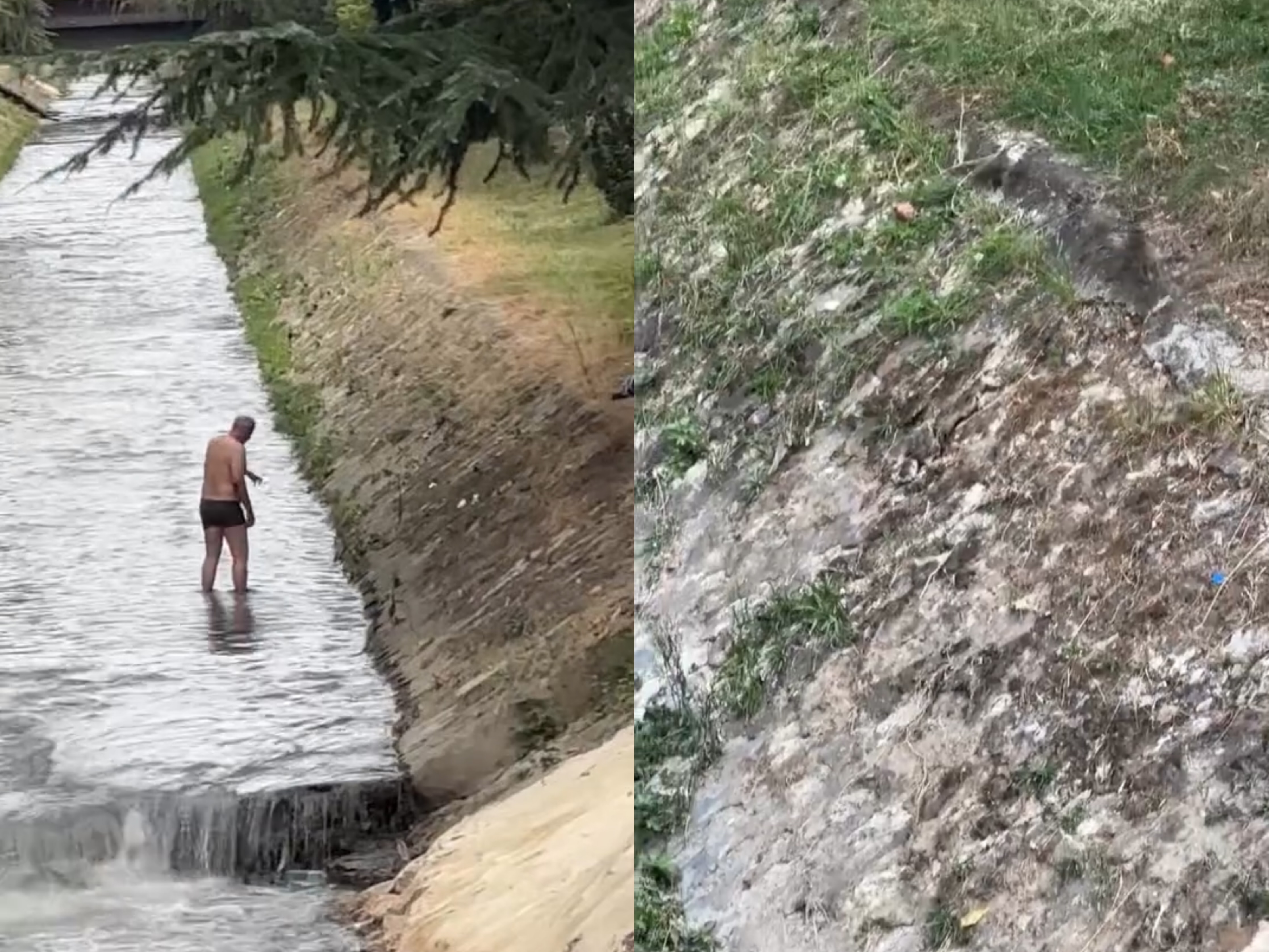 Qytetari lahet në lumin Lana bashkë me minjtë
