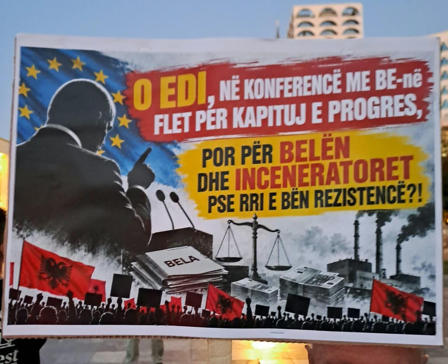 ‘Me BE-në flet për progres, me Belën e inceneratorët bën rezistencë’/ Pankartat pikante nga protesta e 124