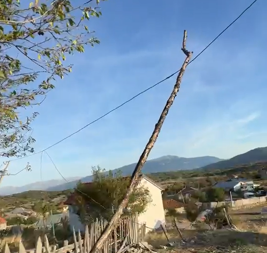 “Kablloja mbahet me një shkop”/ Pamje nga rrjeti elektrik në Cahan të Hasit