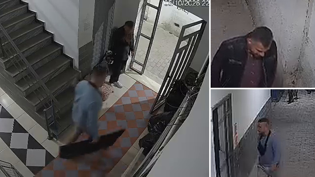 Vjedhje në hyrje të pallatit, dy persona marrin televizorin dhe sendet e një familjeje