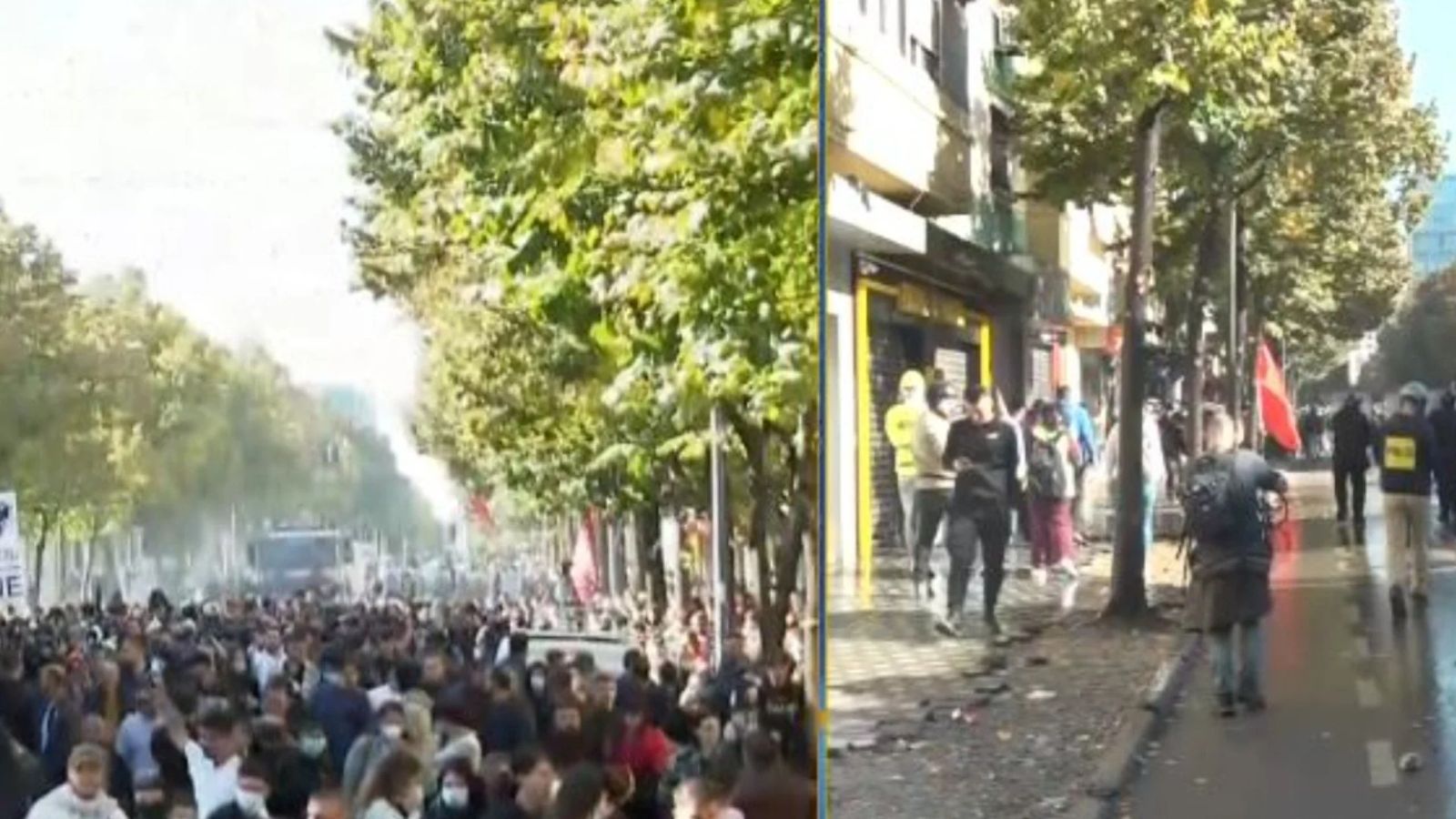 Tensionohet protesta pranë Ministrisë së Arsimit, polici hedh ujë me presion dhe gaz lotsjellës në drejtim të protestuesve