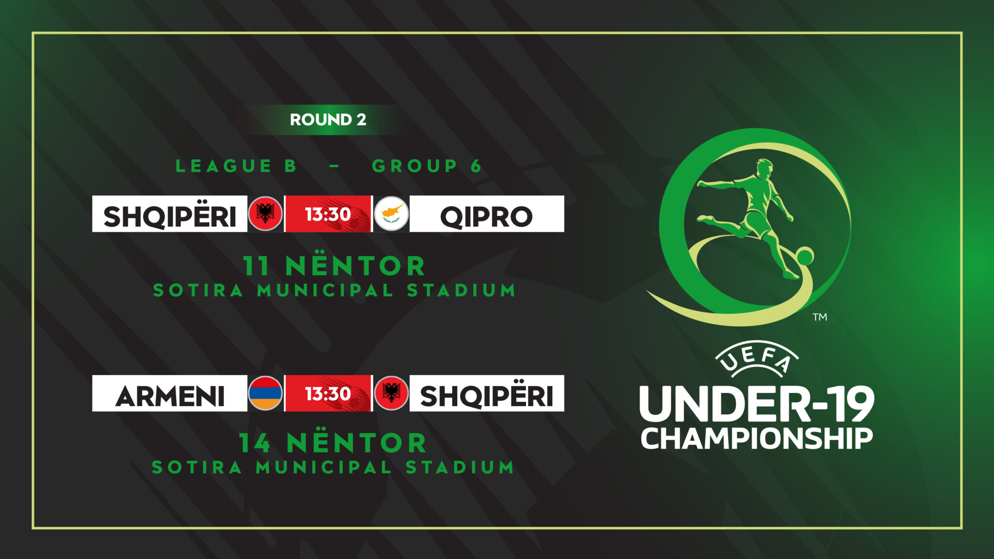 Raundi i dytë i EURO U-19/ Kombëtarja pjesë e grupit B6, përballet me Qipron dhe Armeninë