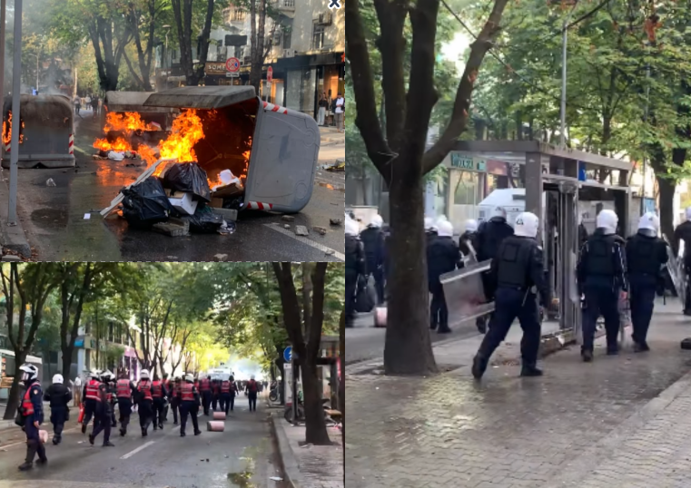 VIDEO/ Trazira dhe flakë në zonën e Bllokut! Policia si ushtri përndjek protestuesit