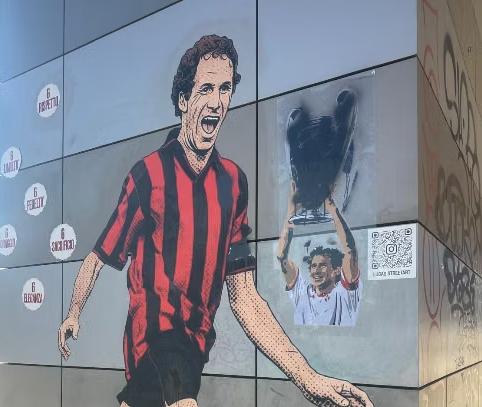 Franco Baresi, dëmtohet muralja përpara selisë së Milanit
